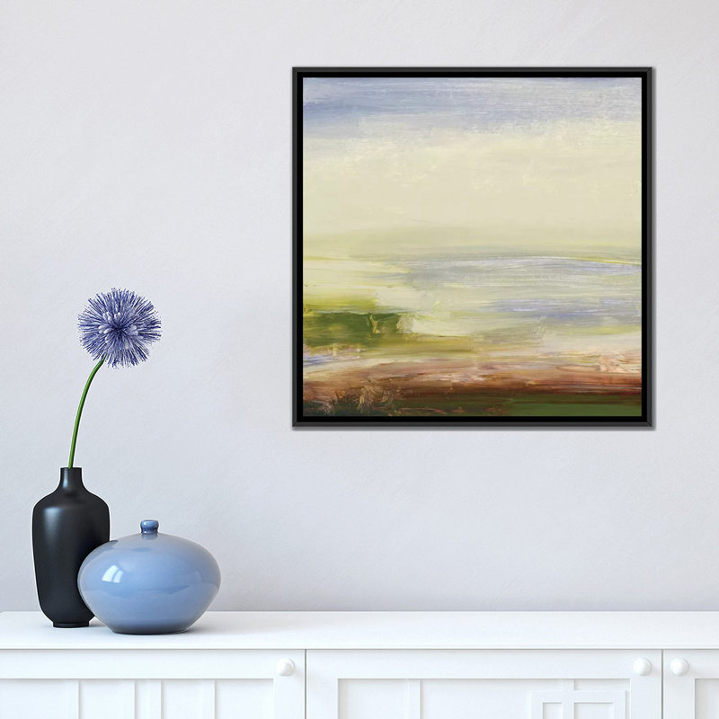 « pastel sea », reproduction d’art sur toile, H 18 po x l 18 po x P 1,5 po, Toile avec cadre noir, Pas de tapis