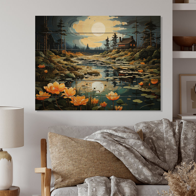 Grange de reflets sur bois, H 24 po x l 32 po x P 0,78 po