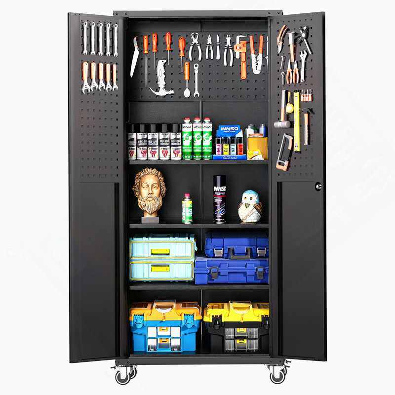 Metal Garage Storage Cabinet With Wheels, Storage Cabinet For Home, Office