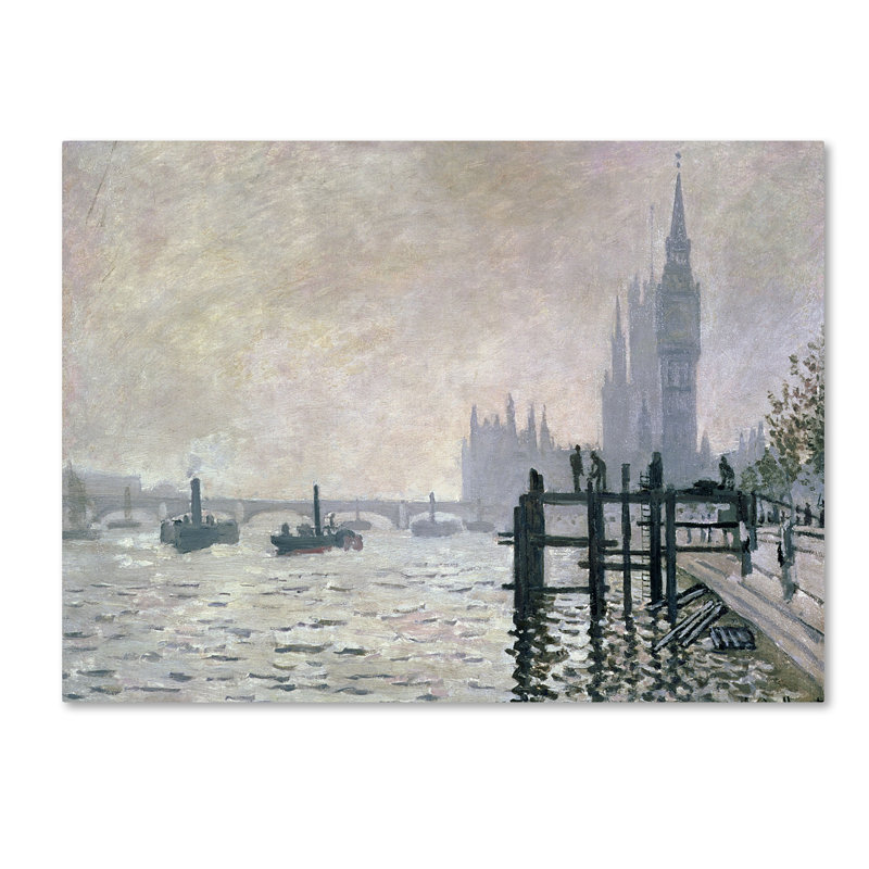 «The Thames Dessous Westminster» par Claude Monet - reproduction d'art sur toile, H 22 po x l 32 po x P 2 po