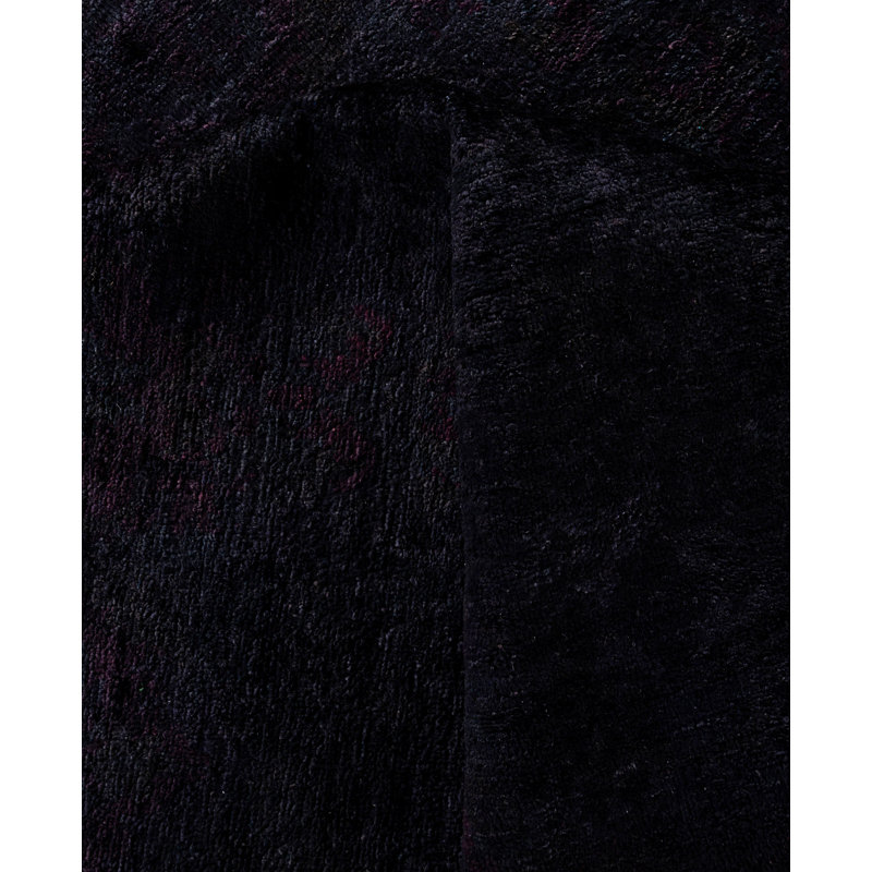 Tapis unique noué à la main Rachal - noir, 9 pi 10 po x 13 pi 10 po