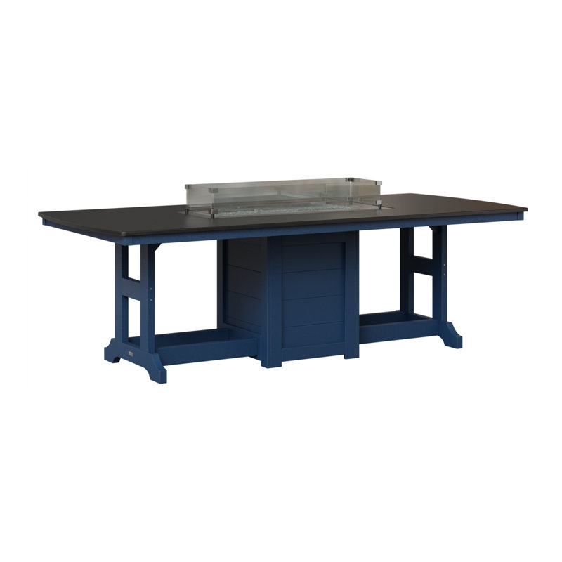 Table de salle à manger avec foyer 96 po Berlin Gardens Garden Classic, Hammered Top Black with Navy Blue Base