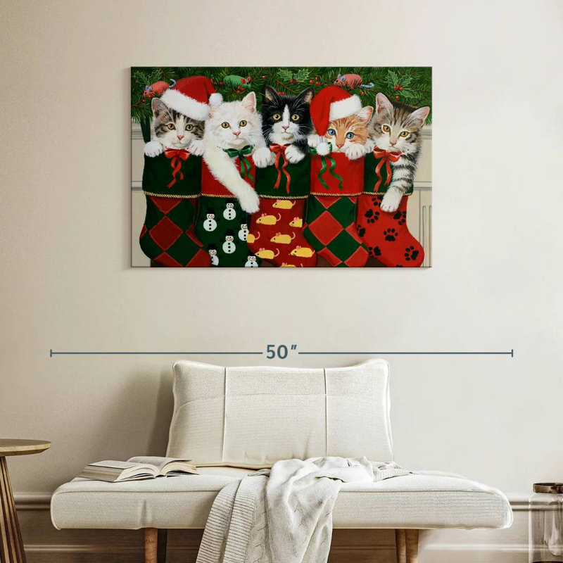 Christmas Kittens, 26" H x 39" W