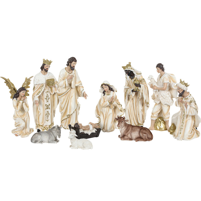 Grand ensemble de crèche de Noël 15 po, crèche de Noël 12 pièces, décorations de Noël