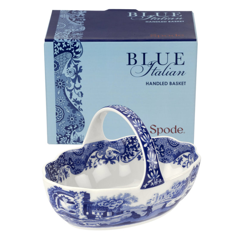 Spode Blue Italian Handled Basket 6"