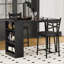 Ensemble de table de salle à manger 3 pièces, ensemble de table de cuisine à hauteur de comptoir pour 2 avec 3 tablettes de rangement, table de bar extensible avec 2 chaises rembourrées pour petits espaces, appartement, noir-263319065