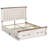 Farmhouse Wood Platform Queen Bed Frame with 54" Tall Geometric Headboard & Footboard, White-1552661372-1552661370