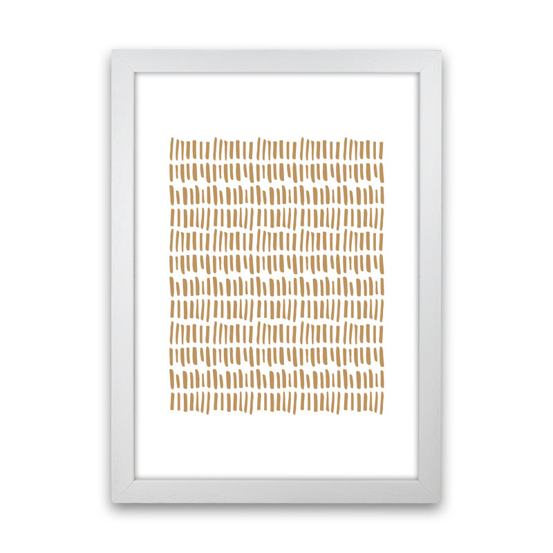 Ethno Sticks Sand 1 Piece Wall Art, 88cm H x 64cm W x 3cm D, White Frame