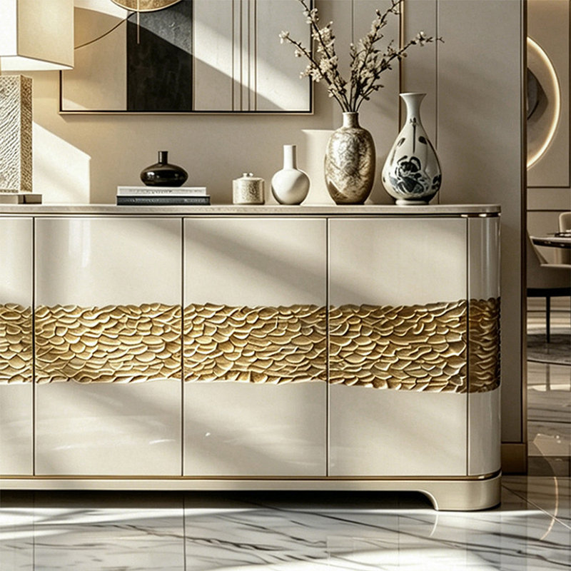 Armoire d'entrée moderne en fer martelé sculpté