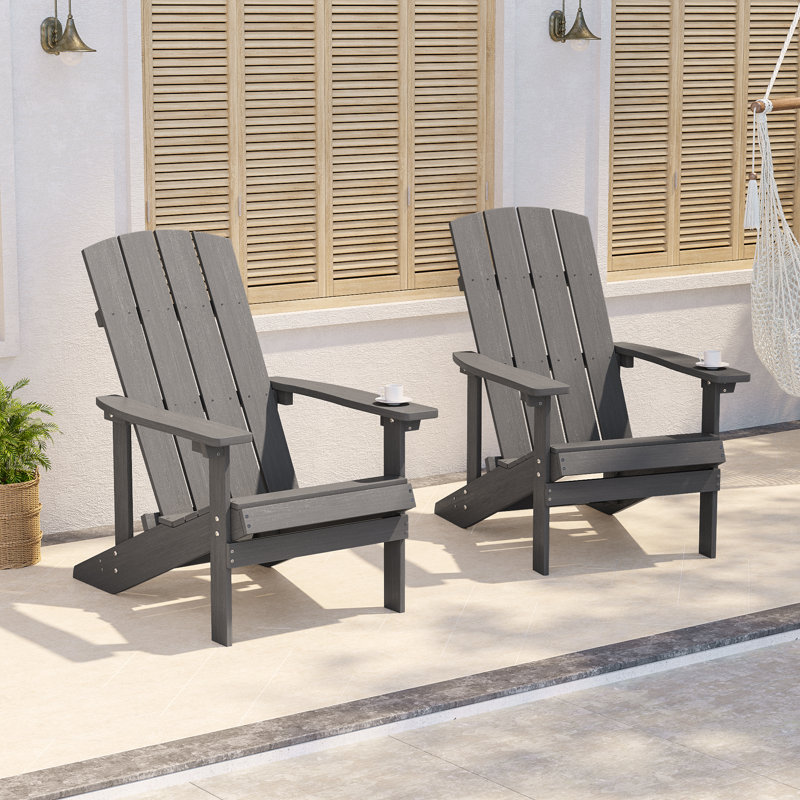 Bucareli Ergonomics Plastic Adirondack Chair, Gray