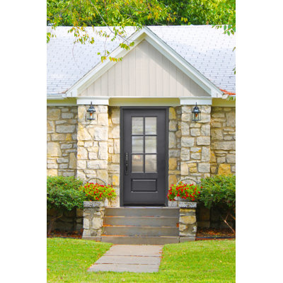 36x80 6 Lite SDL Mahogany Fiberglass Front Door