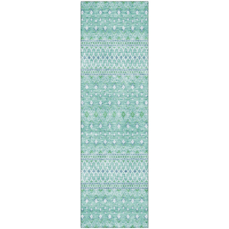 Premium Machine Washable Prisco Aqua Rug