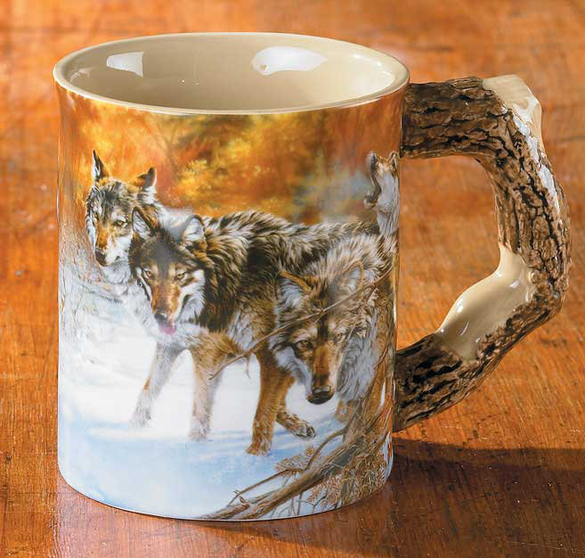 Body Language Wolf Sculpted Gift Coffee Mug Wild Wings