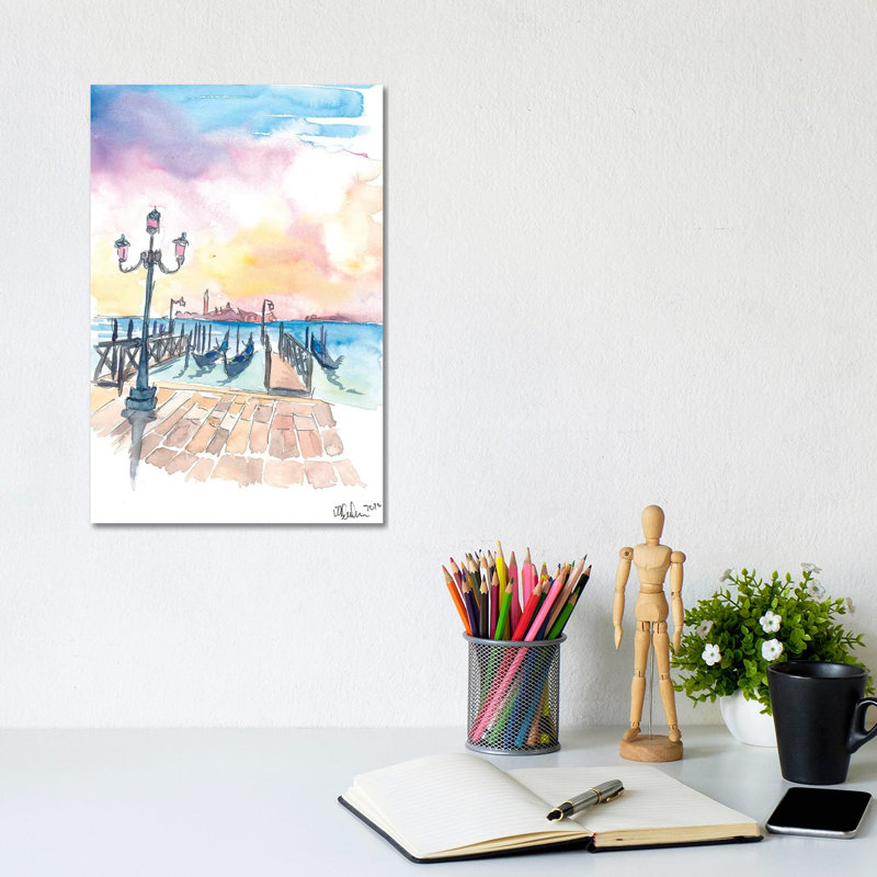 Famous Venice San Giorgio Maggiore View With Gondolas by Markus & Martina Bleichner - Wrapped Canvas Painting