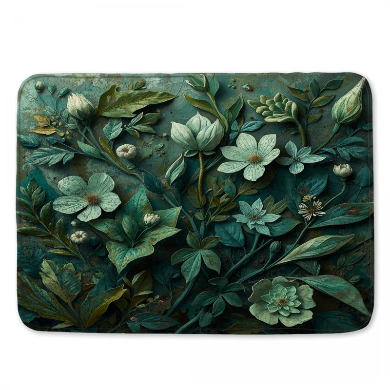 Tapis de bain Green Botanical Illustration, L 34 po x L 21 po