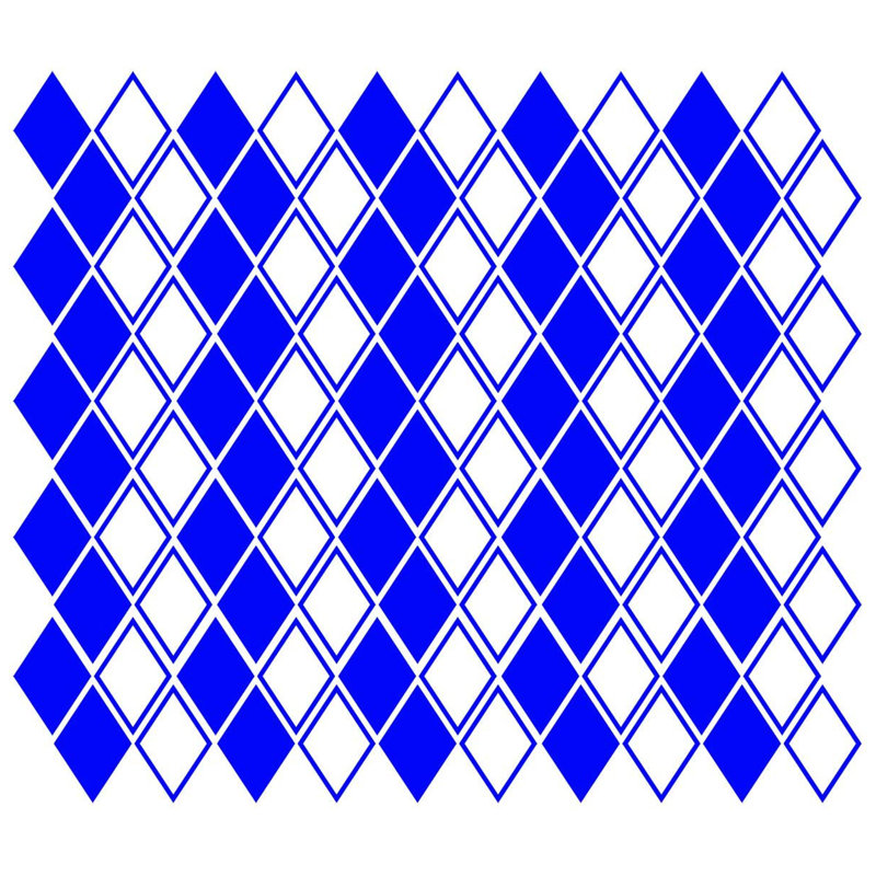 Adhésif décoratif losanges, Bleu, H 4 po x l 2,5 po x P 0,7 po