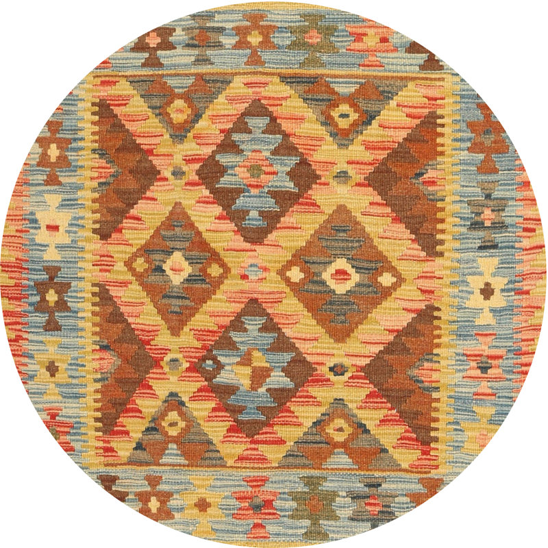 Tapis abstrait brun / rouge, Rond 4 pi