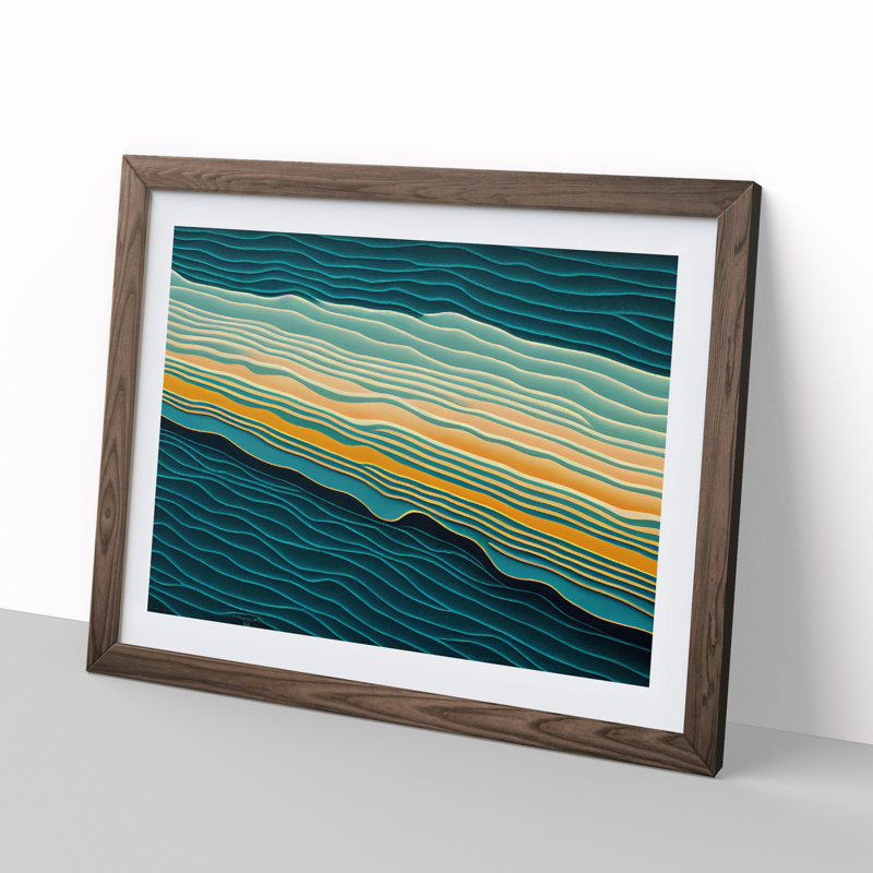 XH1022-6051X Modern Audio Soundwave Art Vol.4 Abstract 1 Piece Single Picture Frame Wall Art, 25cm H x 34cm W, Walnut