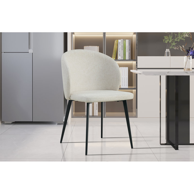 Shakia Tufted Polyester Wingback Dining Chair, Beige