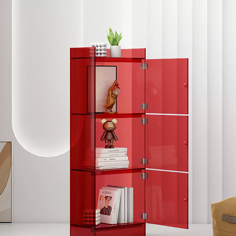 Bibliothèque de rangement simple et créative, (4 tablettes) H 46,4 po x l 15,7 po x P 9,8 po, Rouge