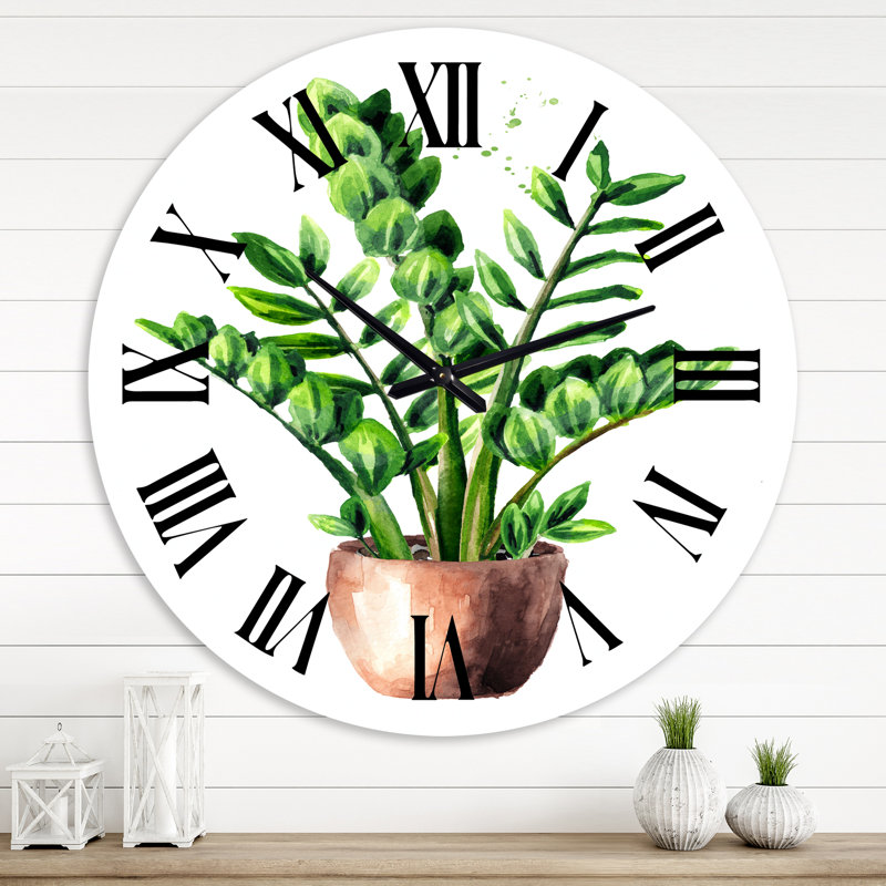 Horloge murale traditionnelle Zamioculcas, Surdimensionné