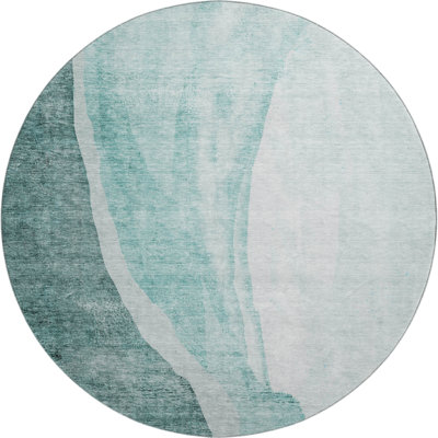Premium Machine Washable Prisco Teal Rug