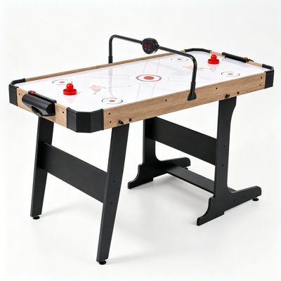 Table de hockey pneumatique pliable de 57 po avec tableau de pointage électronique à DEL et moteur puissant de 12 V - Table de jeu d'arcade compacte pour salle de jeux familiale