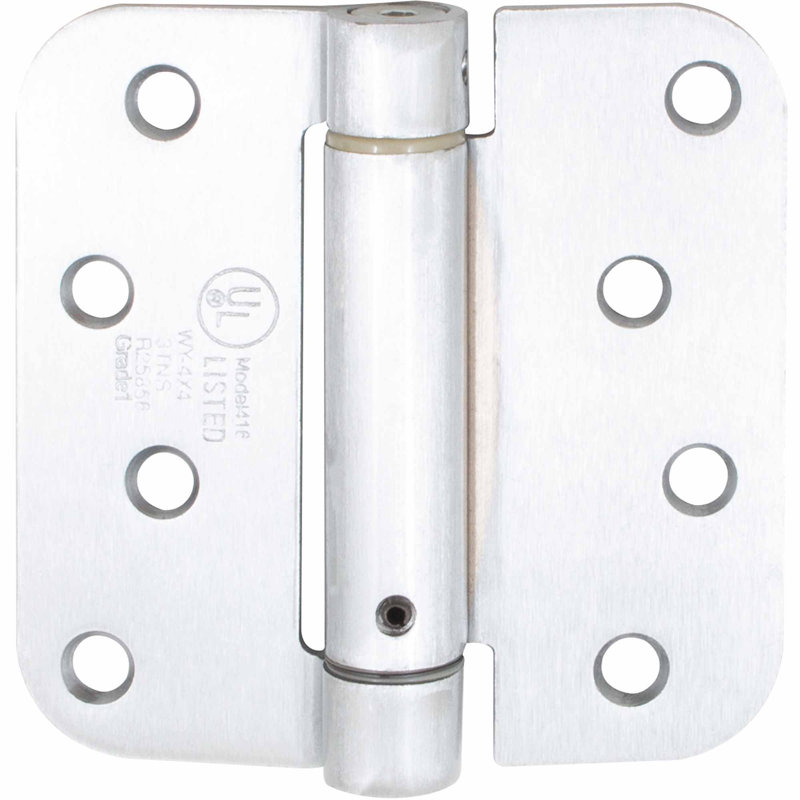Charnière de porte simple à ressort H 4 po x l 4 po, Chrome satiné