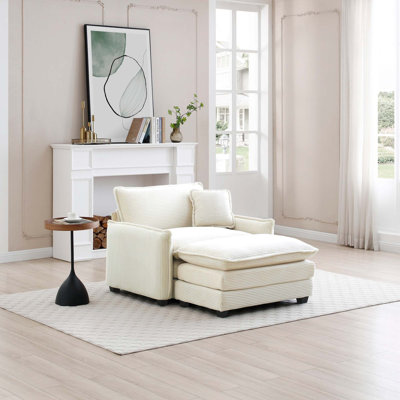 Canapé moderne à assise profonde avec repose-pieds avec 1 oreiller
