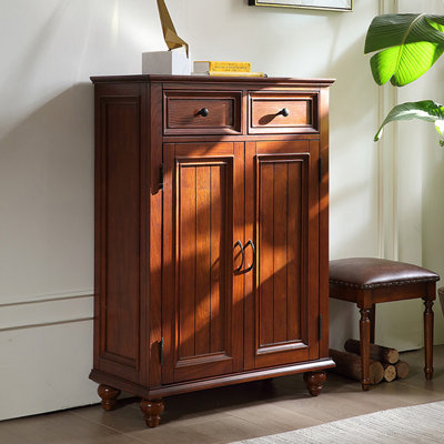 Nut-brown Solid Wood Shoe Storage Bench