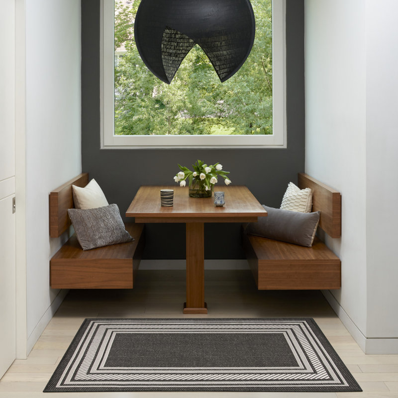 Tapis intérieur / extérieur moderne Horizon, Noir, Rectangulaire 3 pi x 5 pi