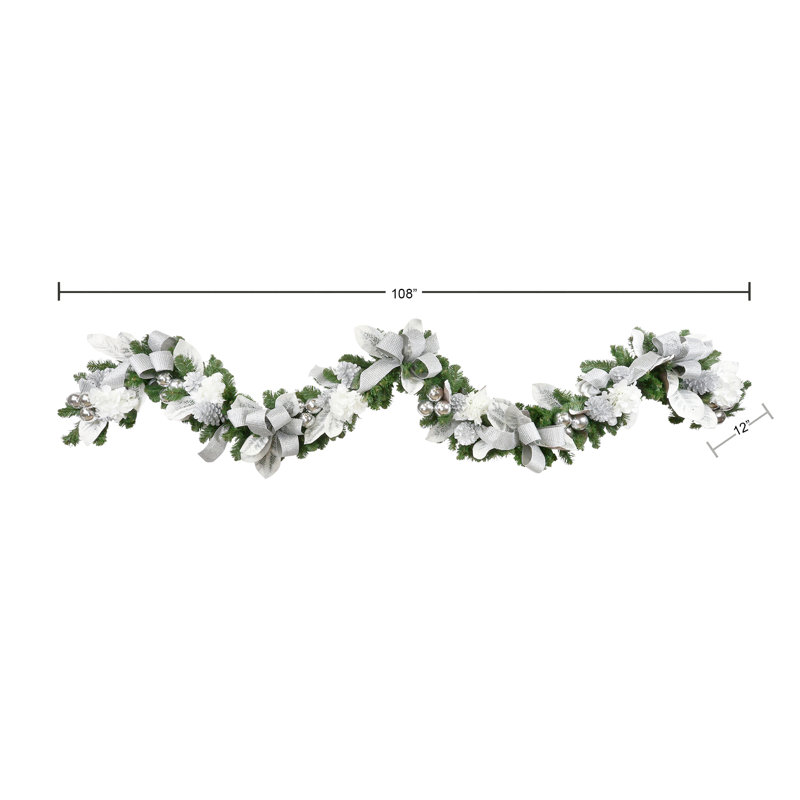 Guirlande 9 'avec hortensias et boucles