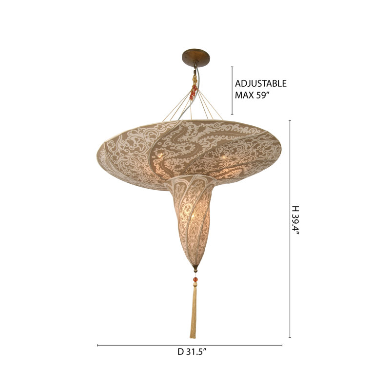Traditional 4 Light European Fabric Chandelier