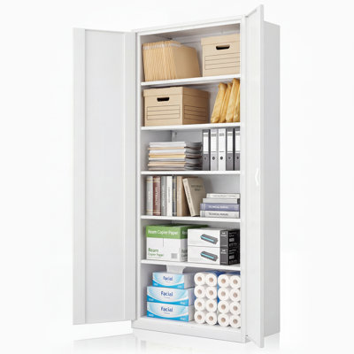 71" Metal Storage Cabinet, Garage Storage Organizer with Locking Doors and Adjustable Shelves