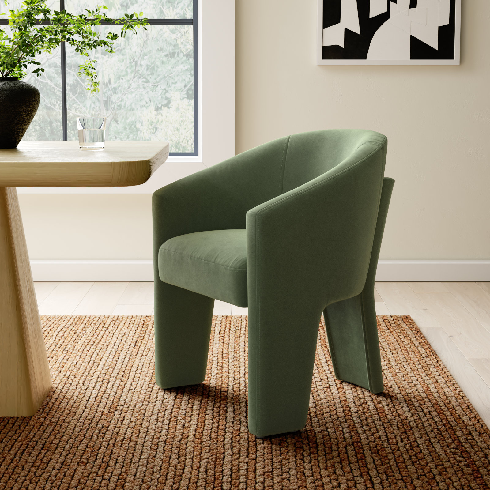 Edenton Armchair, Falkirk Military Green Velvet