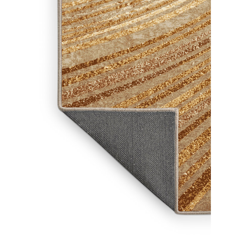 Soft Plush Faning New Years Modern & Contemporary Abstract Area Rug in Brown – Beige Binding, 5x8
