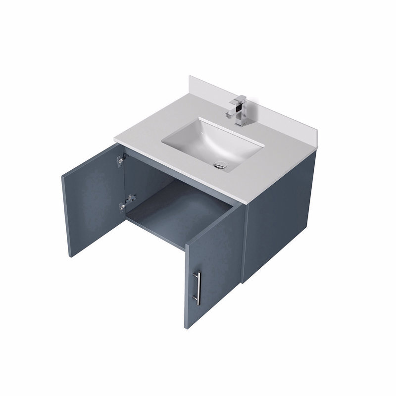 Meuble-lavabo de salle de bain 30 po X P 22 po D, plateau en quartz blanc et ensemble de robinet