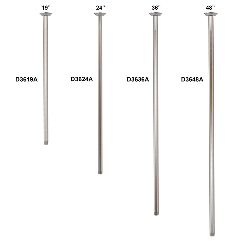 Matte Black Solid Brass Ceiling Mounted Shower Arm, 19 Inches
