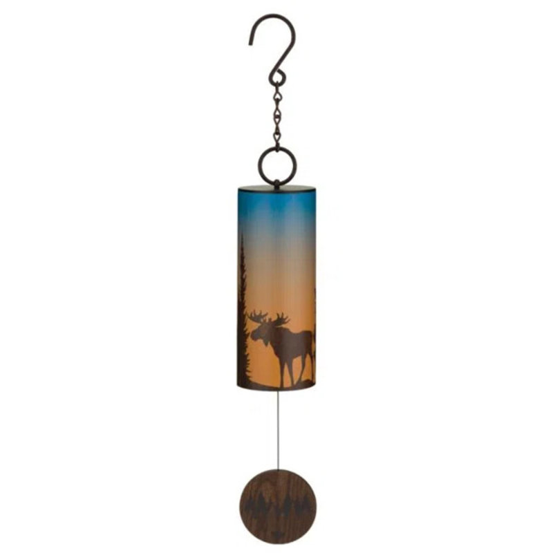 Cloche à vent extérieure en acier et bois 27 po Night Sky avec finition résistante aux intempéries et crochet de suspension