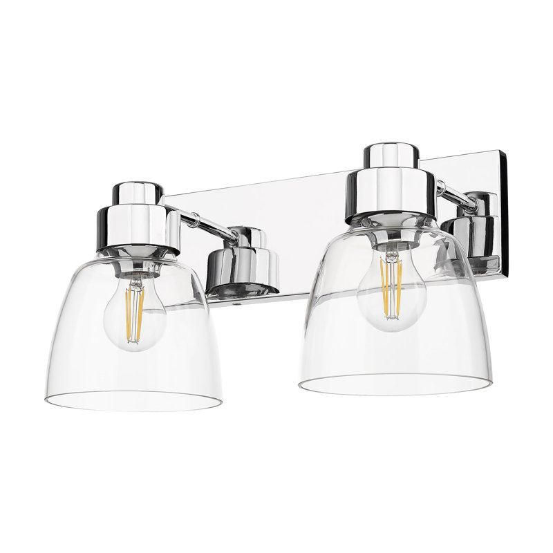 Ensemble de meuble-lavabo 2 lumières avec abat-jour en verre transparent Remy, Chrome