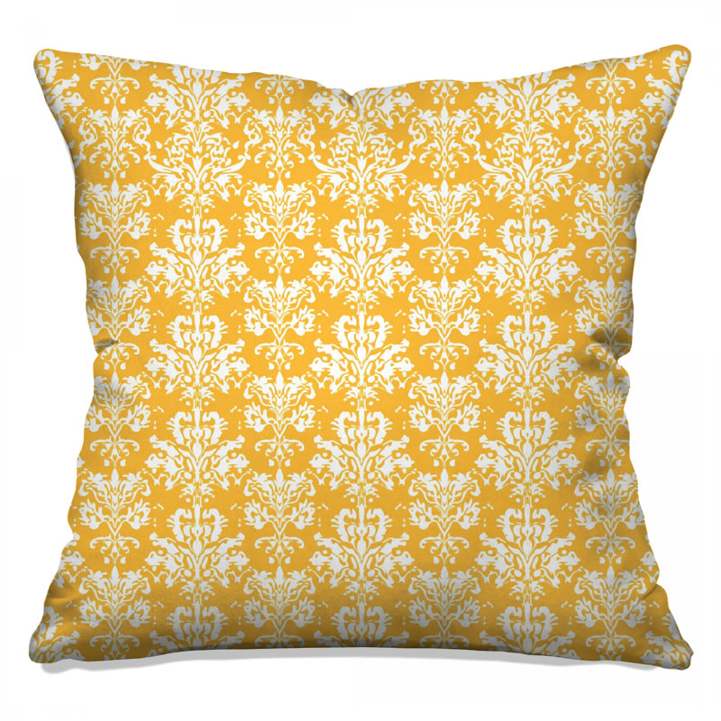 Coussins décoratifs jaunes à motif damassé, 20 x 20 inches