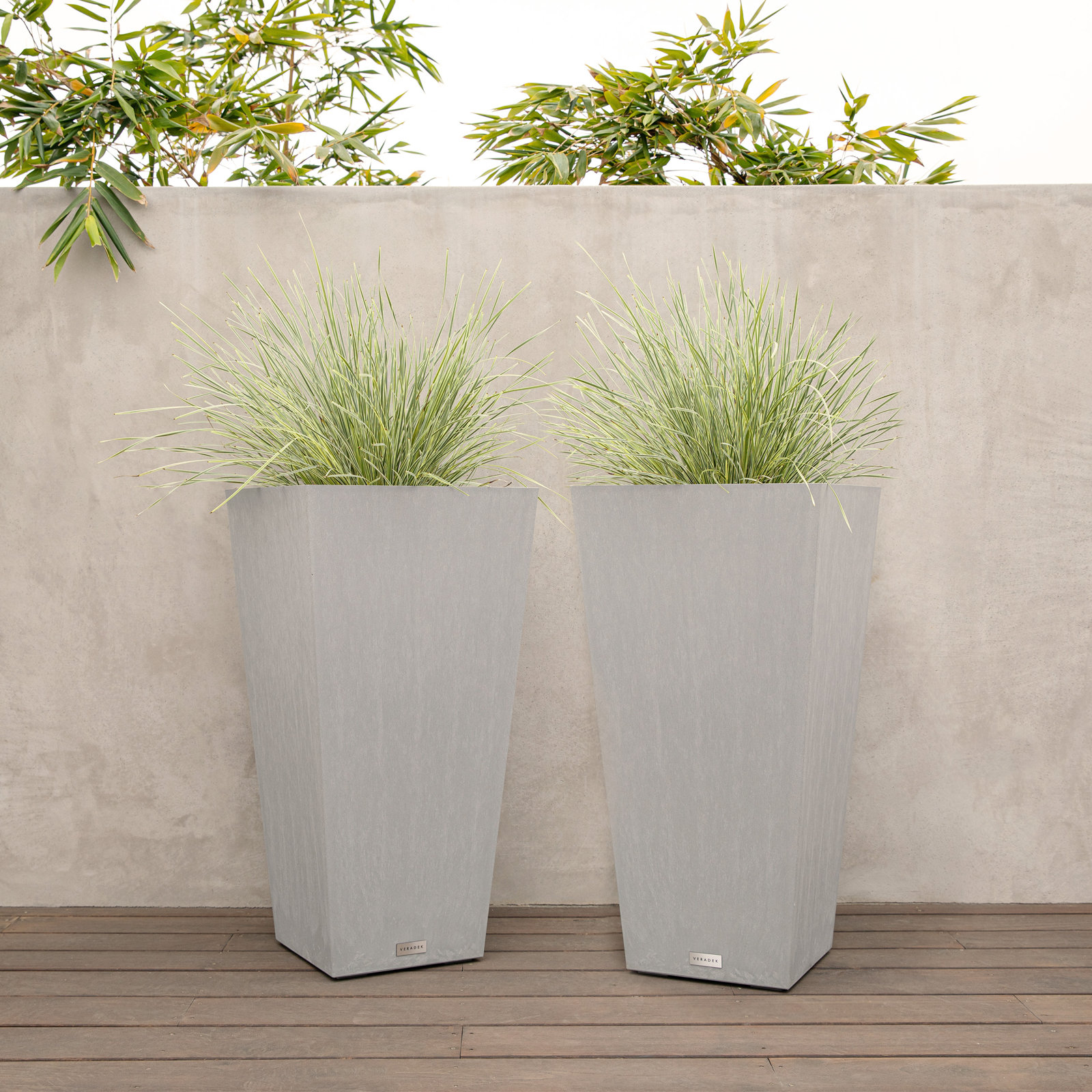 Pure Series Pot Planter, 30" H x 15.25" W x 15.25" D, Charcoal Gray, Set of 2