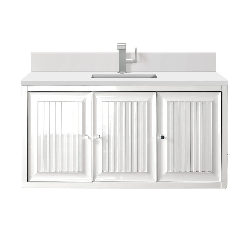 Athens 48'' W Single Vanity, Glossy White, White Zeus, 8" Widespread