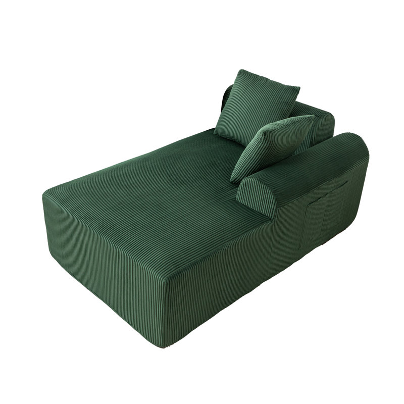 Causeuse surdimensionnée en velours côtelé avec 2 coussins et poches latérales Boneless, Vert
