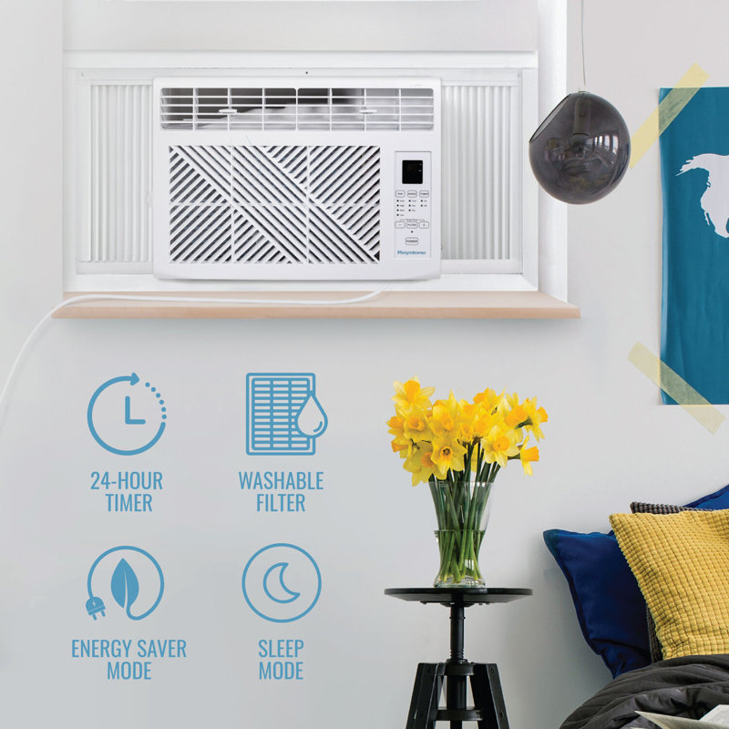 White 6000 BTU Window Mounted Air Conditioner with Remote Control