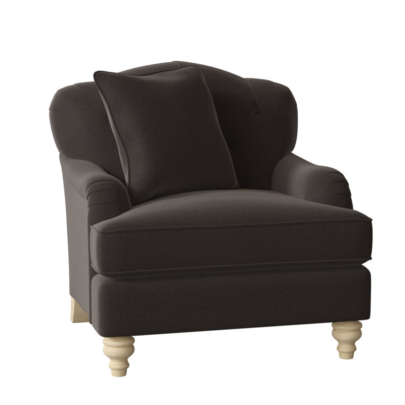 Fauteuil large capitonné 38 po Sullivan, Beau sergé noir performance 45, Non, Pécan