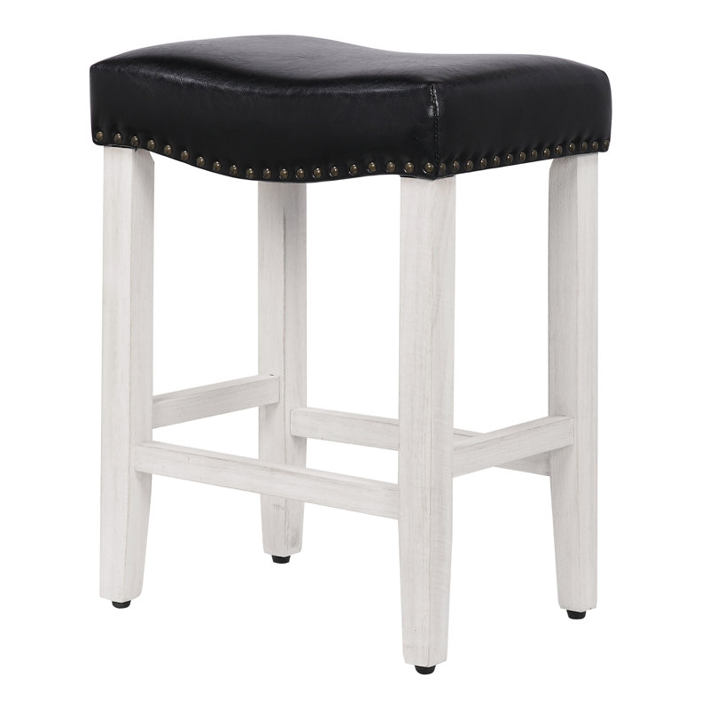 Tabouret de bar et de comptoir rembourré Jameson, Tabouret de comptoir (siège d’une hauteur de 24, Noir / blanc