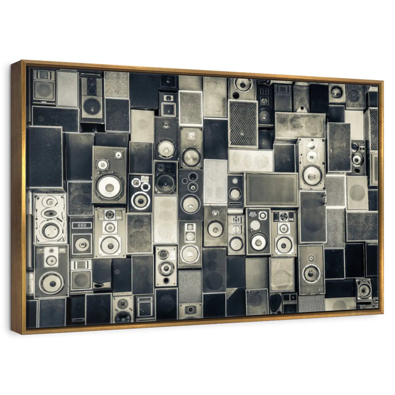 Haut-parleurs monochromes sépulvéda, Cadre flottant doré, 40 po x 27 po