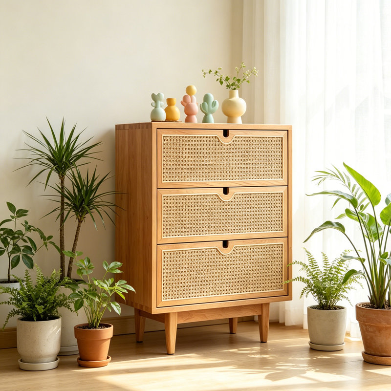 Commode à tiroirs minimaliste de style japonais, H 35,43 po x l 27,56 po x P 15,75 po