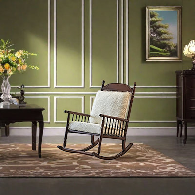 Chaise berçante élégante en noyer massif